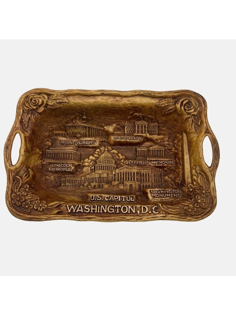 Washington D.C. Souvenir Plastic Tray / Bowl Silberne 13" x 8.5" DC Landmarks